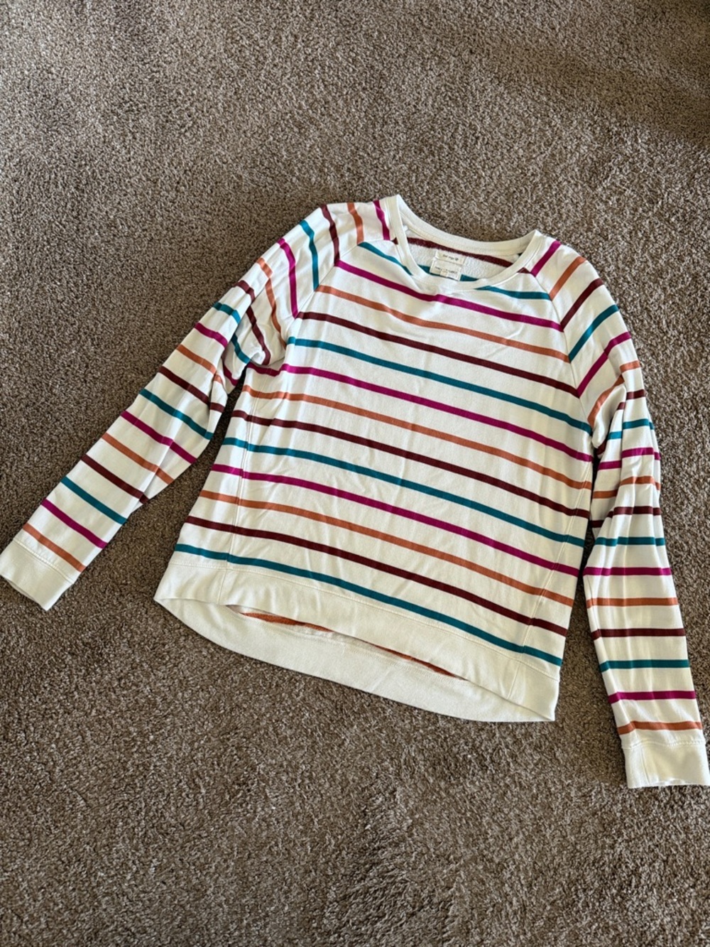 Thread & Supply Cream Long-Sleeve Striped Knit Top